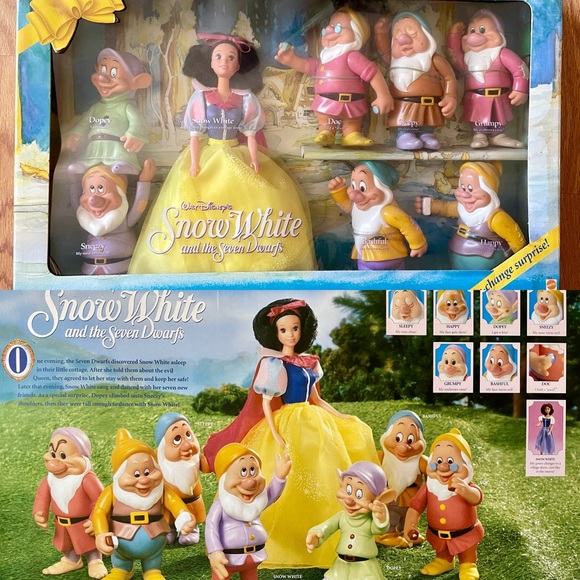 Rare VINTAGE 1993 Walt DISNEY New in Box SNOW WHITE & the SEVEN DWARFS Gift SET - Picture 2 of 12